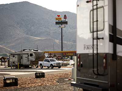 A photo of an RV at a Love's RV Stop